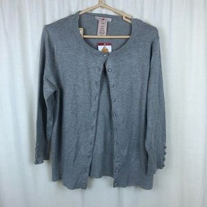 Philosophy Womens XL Cardigan Sweater Gray